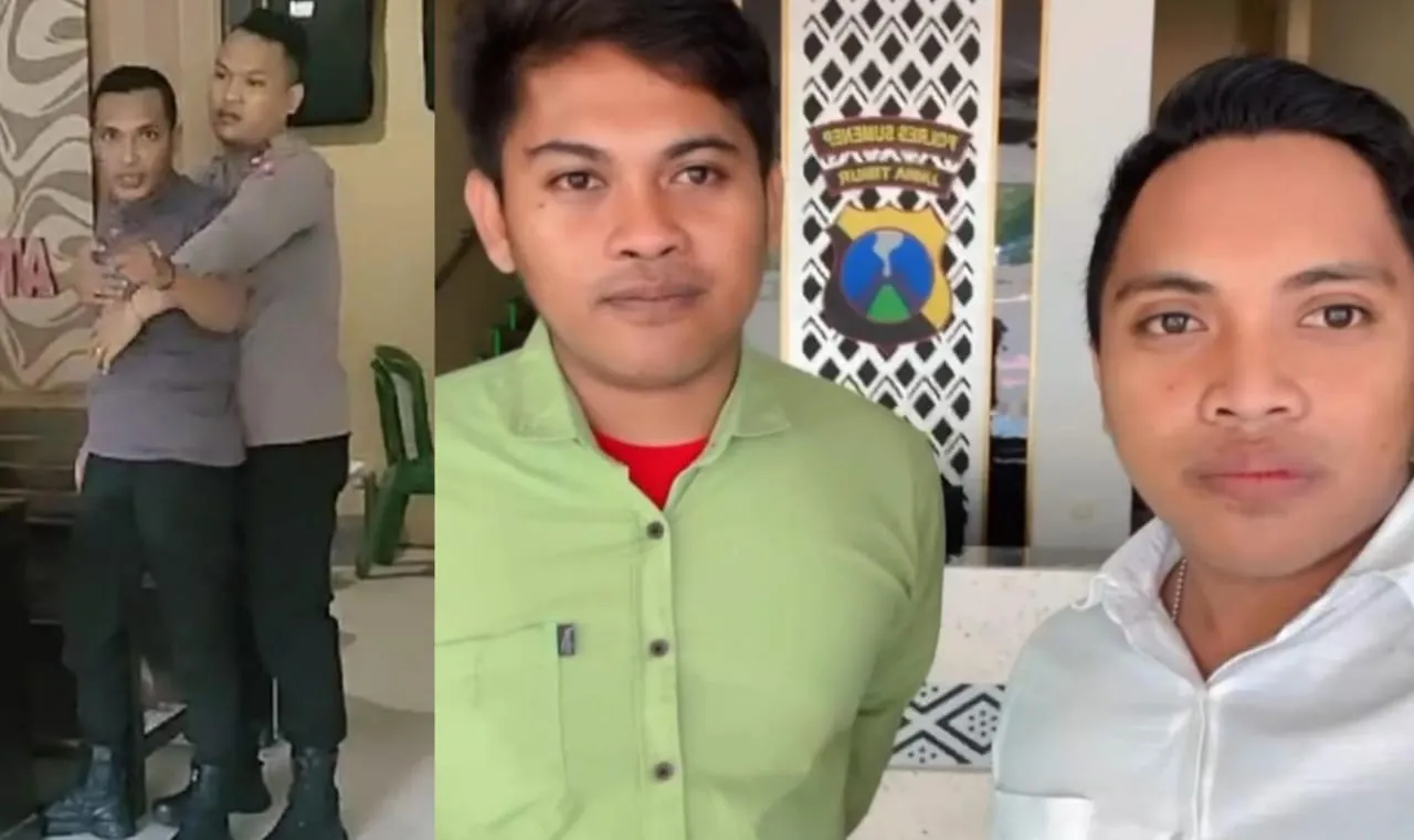 Foto : Moh Sy Maulana bersama Korban tantang carok sekaligus pelapor Bripka F, Moh Faqih