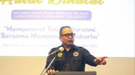 GARDA PEMUDA NASDEM - Ketua Pemuda dan Olahraga DPP NasDem yang juga Ketua Garda Pemuda NasDem DPW DKI Jakarta Nova Harivan Paloh dalam halal bihalal yang digelar pihaknya di Kuningan, Jakarta Selatan, Minggu (4/5/2025).